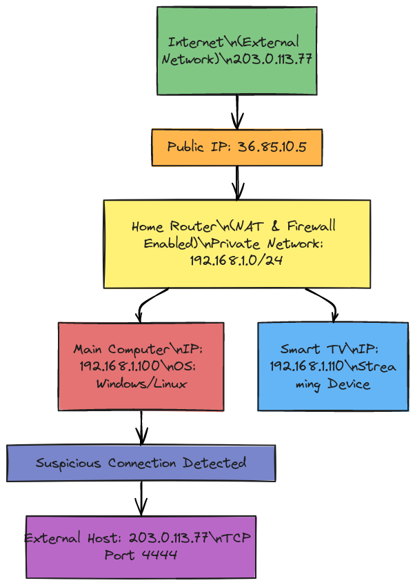 Home Network Diagram with Suspicious Connection | Blocks And Arrows