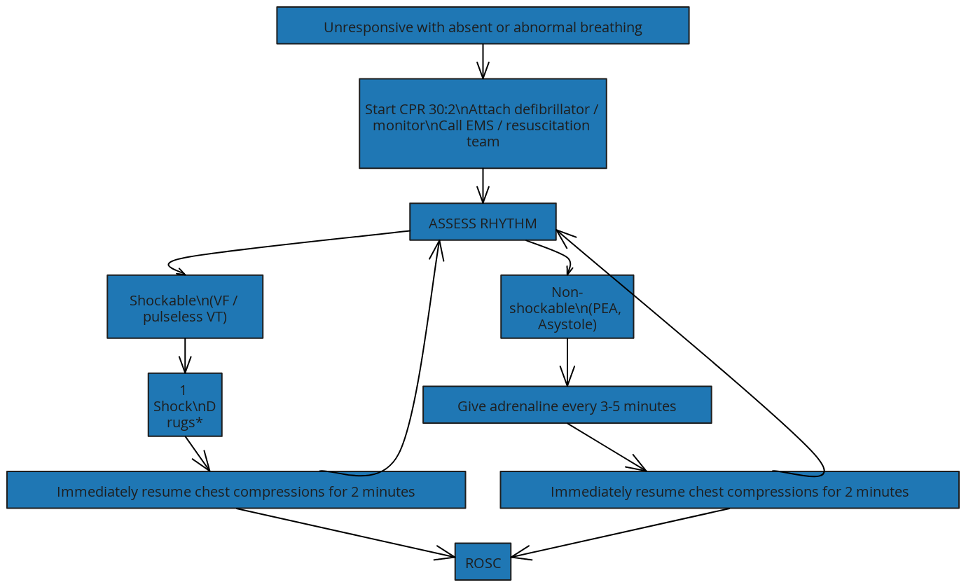 ERC ALS Adult Resuscitation Flowchart | Blocks And Arrows
